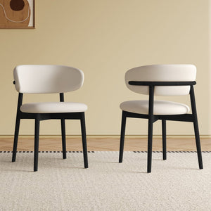 English Elm Mid-century Modern Solid Ash Dining Chairs Set of 2 with Tapered Legs Ergonomic Seat W509P395919