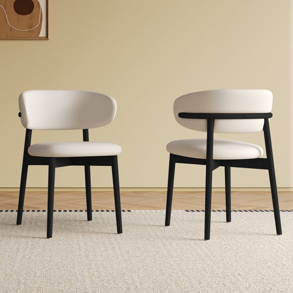 English Elm Mid-century Modern Solid Ash Dining Chairs Set of 2 with Tapered Legs Ergonomic Seat W509P395919