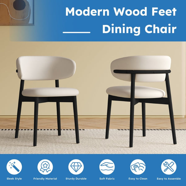 English Elm Mid-century Modern Solid Ash Dining Chairs Set of 2 with Tapered Legs Ergonomic Seat W509P395919