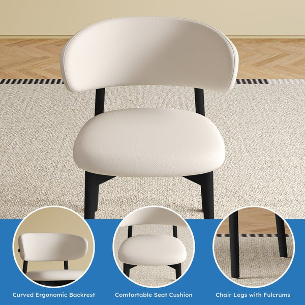 English Elm Mid-century Modern Solid Ash Dining Chairs Set of 2 with Tapered Legs Ergonomic Seat W509P395919