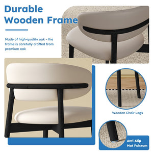 English Elm Mid-century Modern Solid Ash Dining Chairs Set of 2 with Tapered Legs Ergonomic Seat W509P395919