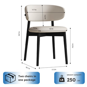 English Elm Mid-century Modern Solid Ash Dining Chairs Set of 2 with Tapered Legs Ergonomic Seat W509P395919