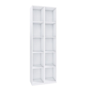 English Elm 84-Inch Tall White Bookcase 10 Cube Open Shelving Unit for Narrow Spaces W509P446835