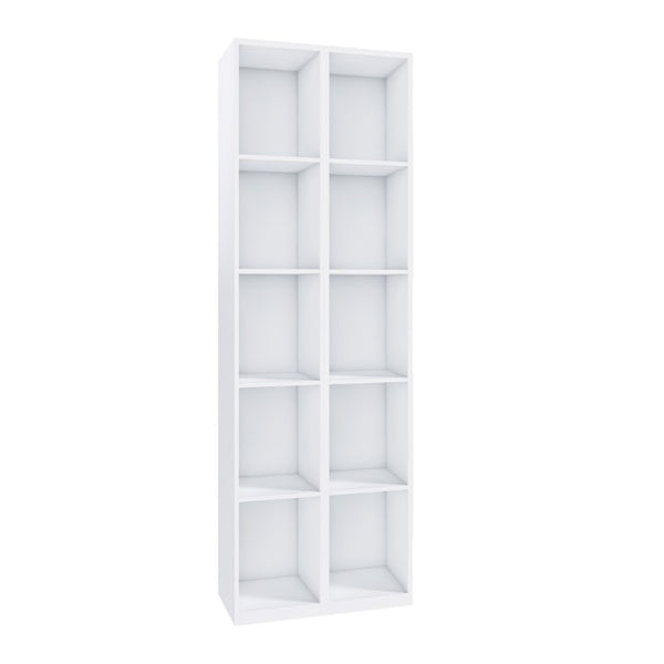 English Elm 84-Inch Tall White Bookcase 10 Cube Open Shelving Unit for Narrow Spaces W509P446835
