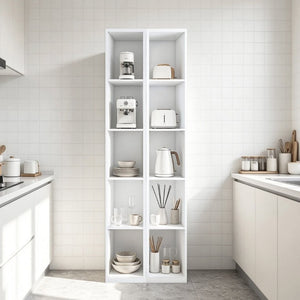 English Elm 84-Inch Tall White Bookcase 10 Cube Open Shelving Unit for Narrow Spaces W509P446835