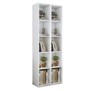 English Elm 84-Inch Tall White Bookcase 10 Cube Open Shelving Unit for Narrow Spaces W509P446835