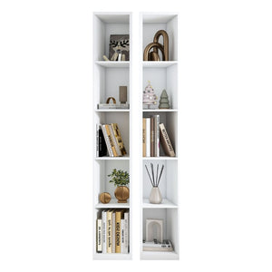 English Elm 84-Inch Tall White Bookcase 10 Cube Open Shelving Unit for Narrow Spaces W509P446835