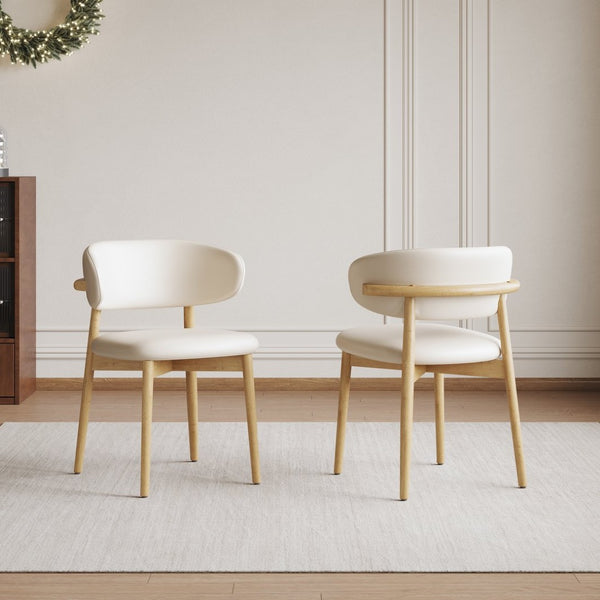 English Elm Mid-century Modern Solid Oak Dining Chairs Set of 2 with Tapered Legs for Kitchen Natural Walnut W509P486264