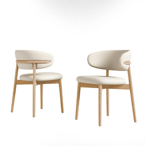 English Elm Mid-century Modern Solid Oak Dining Chairs Set of 2 with Tapered Legs for Kitchen Natural Walnut W509P486264