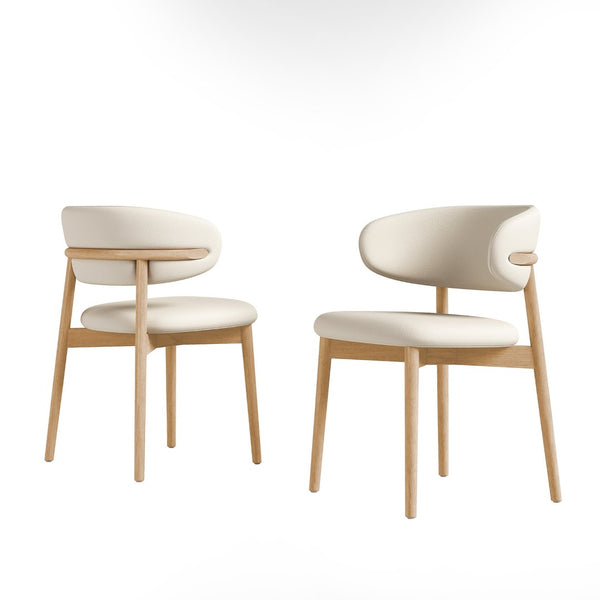 English Elm Mid-century Modern Solid Oak Dining Chairs Set of 2 with Tapered Legs for Kitchen Natural Walnut W509P486264