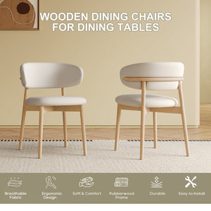 English Elm Mid-century Modern Solid Oak Dining Chairs Set of 2 with Tapered Legs for Kitchen Natural Walnut W509P486264
