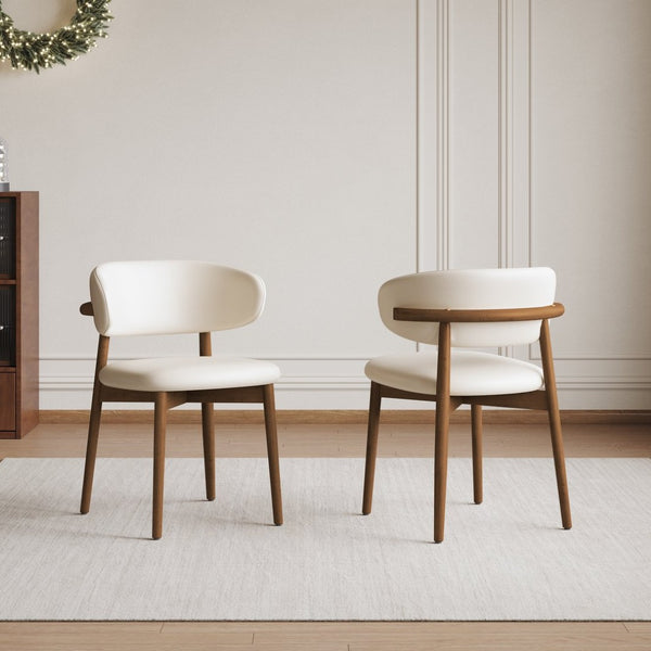 English Elm Mid-century Modern Solid Oak Dining Chairs Set of 2 with Tapered Legs for Kitchen Walnut W509P486265