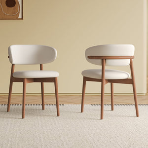 English Elm Mid-century Modern Solid Oak Dining Chairs Set of 2 with Tapered Legs for Kitchen Walnut W509P486265