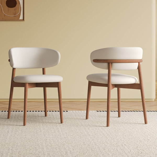 English Elm Mid-century Modern Solid Oak Dining Chairs Set of 2 with Tapered Legs for Kitchen Walnut W509P486265