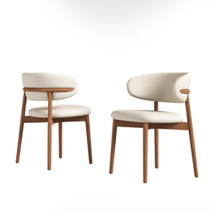 English Elm Mid-century Modern Solid Oak Dining Chairs Set of 2 with Tapered Legs for Kitchen Walnut W509P486265