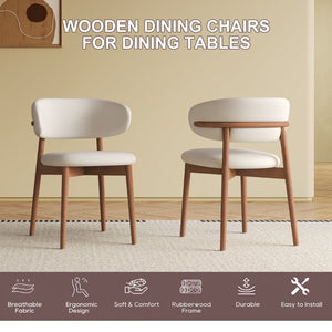 English Elm Mid-century Modern Solid Oak Dining Chairs Set of 2 with Tapered Legs for Kitchen Walnut W509P486265
