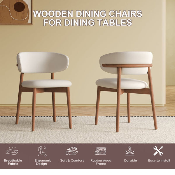 English Elm Mid-century Modern Solid Oak Dining Chairs Set of 2 with Tapered Legs for Kitchen Walnut W509P486265
