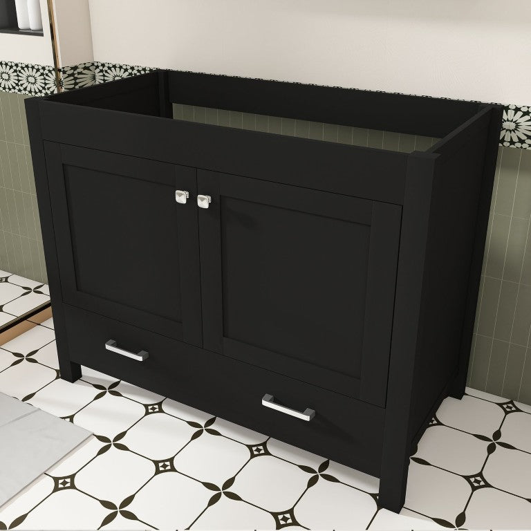 English Elm 42 Inch Matte Black Bathroom Vanity MDF Cabinet with Soft Close Drawers Modern Bath W509P493621