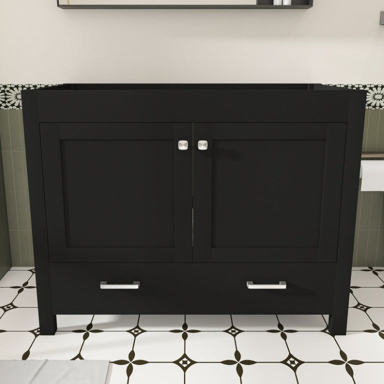 English Elm 42 Inch Matte Black Bathroom Vanity MDF Cabinet with Soft Close Drawers Modern Bath W509P493621