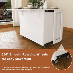 English Elm Three-In-One Folding Table with Storage Shelves Rolling Wheels for Studio Apartments W509P520517