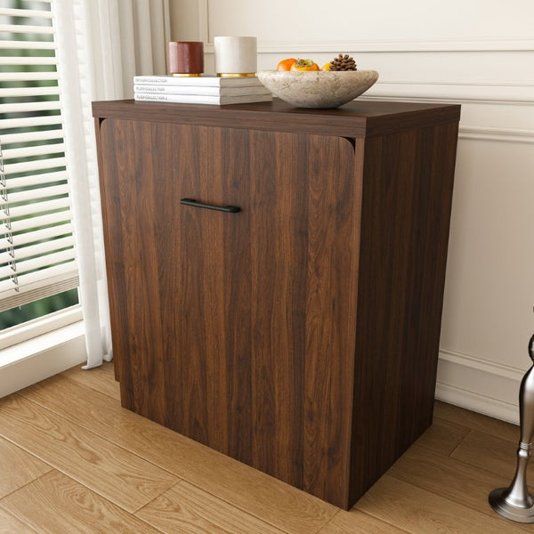 English Elm Multi-Functional Folding Vanity Desk with HD Mirror and Storage Stool for Small Spaces W509P520520