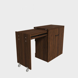 English Elm Multi-Functional Folding Vanity Desk with HD Mirror and Storage Stool for Small Spaces W509P520520