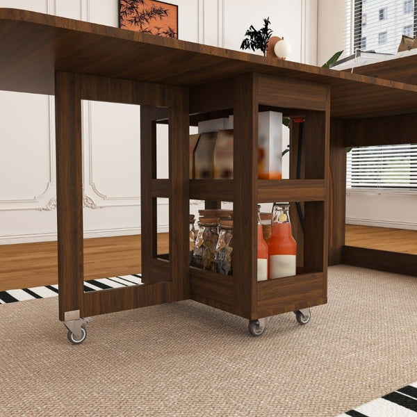 English Elm 74-Inch Extendable Kitchen Island with Marble Top Power Socket and Rolling Lockable Casters W509P520521