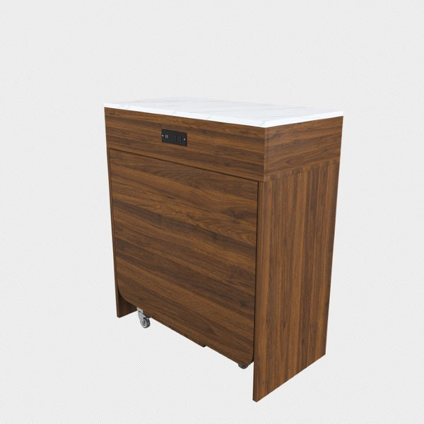 English Elm 74-Inch Extendable Kitchen Island with Marble Top Power Socket and Rolling Lockable Casters W509P520521