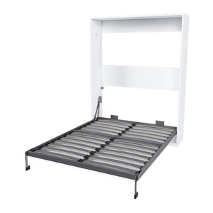 English Elm Queen Murphy Wall Bed Foldable Cabinet with Hydraulic Assist and Solid Wood Slats W509S00175