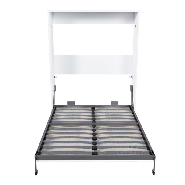 English Elm Queen Murphy Wall Bed Foldable Cabinet with Hydraulic Assist and Solid Wood Slats W509S00175