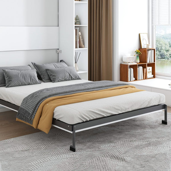 English Elm Queen Murphy Wall Bed with Integrated Storage Cabinet and Solid Wood Slat Support W509S00176