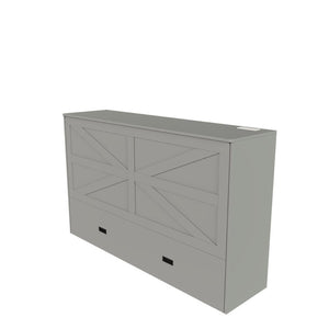 English Elm 57 Inch Foldable Murphy Bed Cabinet with Charging Station Built in Storage Drawers Gray W509S00188