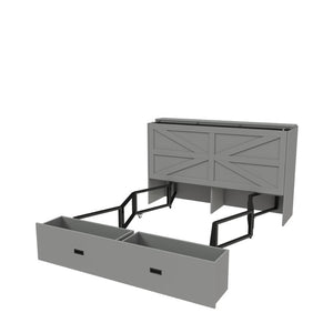 English Elm 57 Inch Foldable Murphy Bed Cabinet with Charging Station Built in Storage Drawers Gray W509S00188