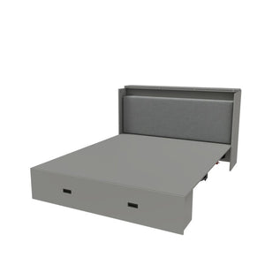 English Elm 57 Inch Foldable Murphy Bed Cabinet with Charging Station Built in Storage Drawers Gray W509S00188