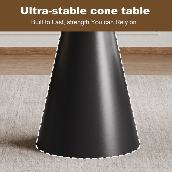 English Elm 35-Inch Round Tempered Glass Dining Table with Steel Base Seats 4 for Apartments W509S00191