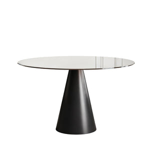 English Elm 35-Inch Round Tempered Glass Dining Table with Steel Base Seats 4 for Apartments W509S00191