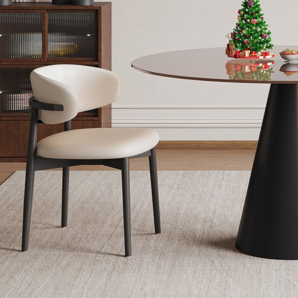 English Elm 35-Inch Round Tempered Glass Dining Table with Steel Legs Seats 4 for Small Spaces W509S00197