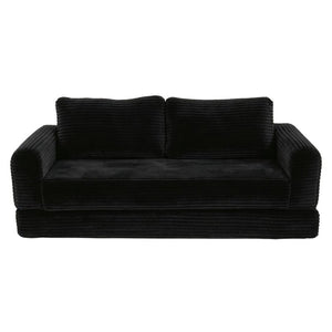 English Elm 59 Inch Corduroy Convertible Floor Sofa with Modular Chaise and Cloud Cushion Filling Black W5105P502870