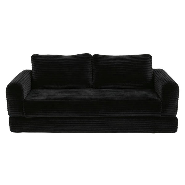 English Elm 59 Inch Corduroy Convertible Floor Sofa with Modular Chaise and Cloud Cushion Filling Black W5105P502870