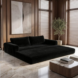 English Elm 76 Inch Corduroy Convertible Floor Sofa Foldable Sleeper Couch for Living Room W5105P502875