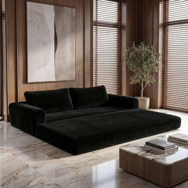English Elm 76 Inch Corduroy Convertible Floor Sofa Foldable Sleeper Couch for Living Room W5105P502875