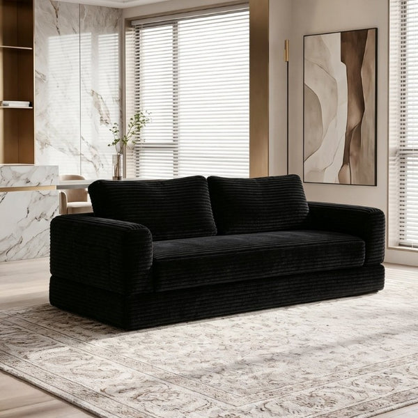 English Elm 76 Inch Corduroy Convertible Floor Sofa Foldable Sleeper Couch for Living Room W5105P502875