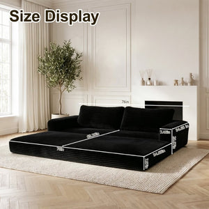 English Elm 76 Inch Corduroy Convertible Floor Sofa Foldable Sleeper Couch for Living Room W5105P502875