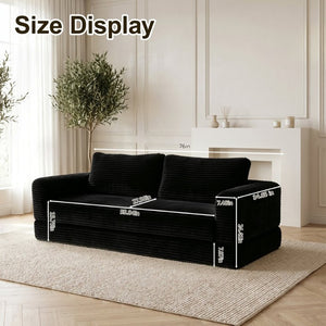 English Elm 76 Inch Corduroy Convertible Floor Sofa Foldable Sleeper Couch for Living Room W5105P502875