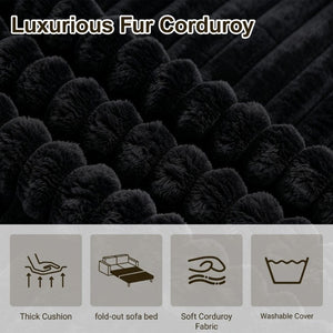 English Elm 76 Inch Corduroy Convertible Floor Sofa Foldable Sleeper Couch for Living Room W5105P502875