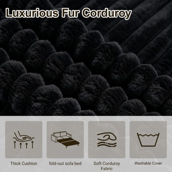 English Elm 76 Inch Corduroy Convertible Floor Sofa Foldable Sleeper Couch for Living Room W5105P502875