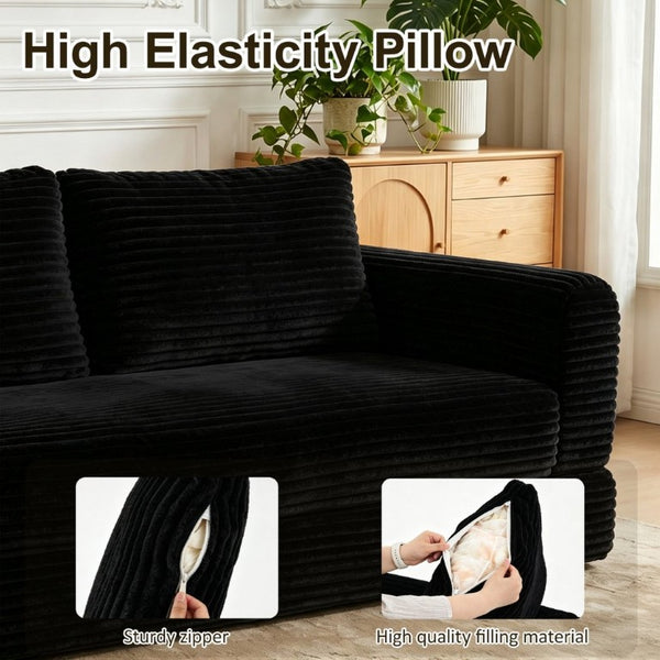 English Elm 76 Inch Corduroy Convertible Floor Sofa Foldable Sleeper Couch for Living Room W5105P502875
