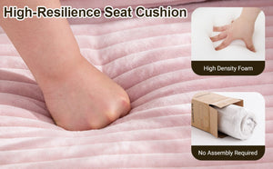 English Elm 59 Inch Corduroy Convertible Floor Sofa with Modular Chaise and Cloud Cushion Filling Pink W5105P525476