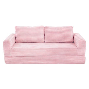 English Elm 59 Inch Corduroy Convertible Floor Sofa with Modular Chaise and Cloud Cushion Filling Pink W5105P525476