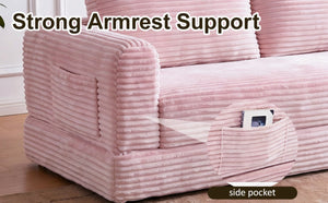 English Elm 76 Inch Cloud Corduroy Futon Sofa Bed Foldable Floor Couch for Living Room Guests Pink W5105P525477